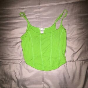 neon green bottom u cut tank top